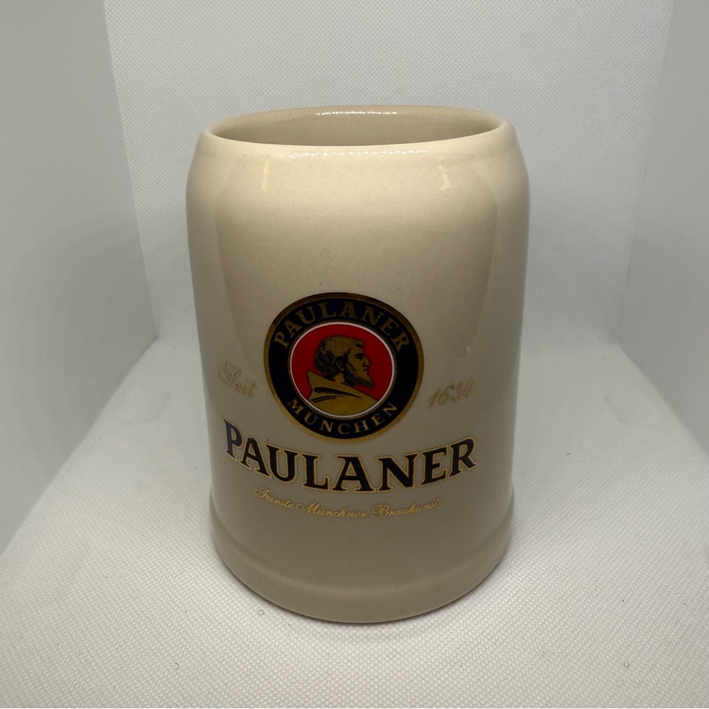 Paulaner Munchen Mug Vintage Beer Stein Heavy Stoneware .5L Franz Stober